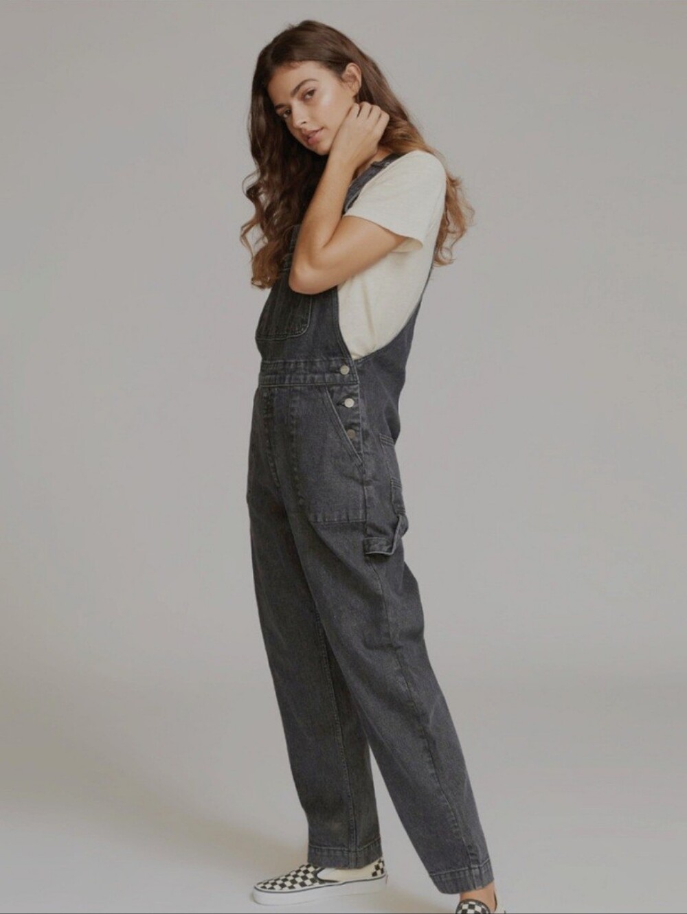 RVCA Lilo Black Washed Denim Overalls - Size 28
